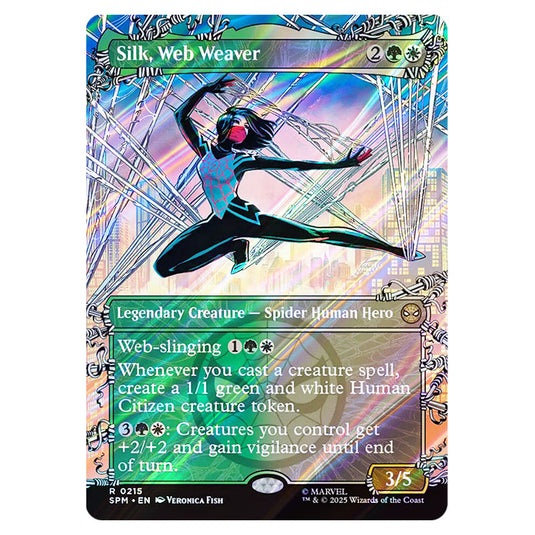 Silk, Web Weaver 0215 card from the Magic The Gathering set Marvel's Spider-Man
