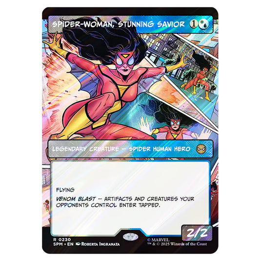 Spider-Woman, Stunning Savior 0230 card from the Magic The Gathering set Marvel's Spider-Man
