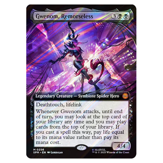 Gwenom, Remorseless 0256 card from the Magic The Gathering set Marvel's Spider-Man