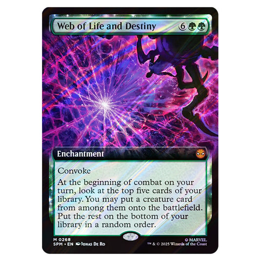 Web of Life and Destiny 0268 card from the Magic The Gathering set Marvel's Spider-Man