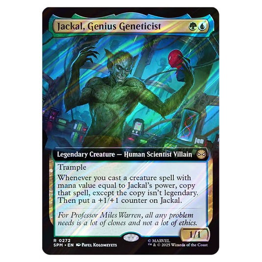 Jackal, Genius Geneticist 0272 card from the Magic The Gathering set Marvel's Spider-Man