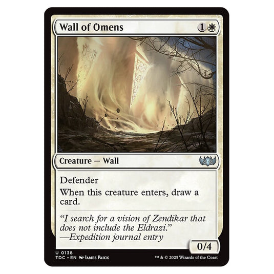 Wall of Omens 0138 card from the Magic The Gathering set Tarkir: Dragonstorm Commander