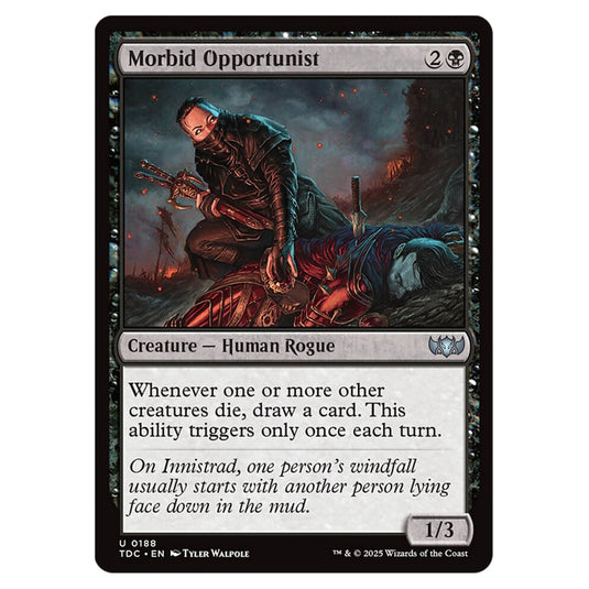 Morbid Opportunist 0188 card from the Magic The Gathering set Tarkir: Dragonstorm Commander