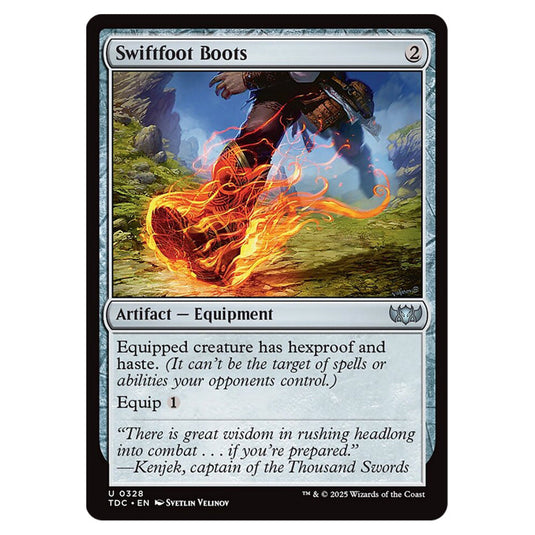 Swiftfoot Boots 0328 card from the Magic The Gathering set Tarkir: Dragonstorm Commander