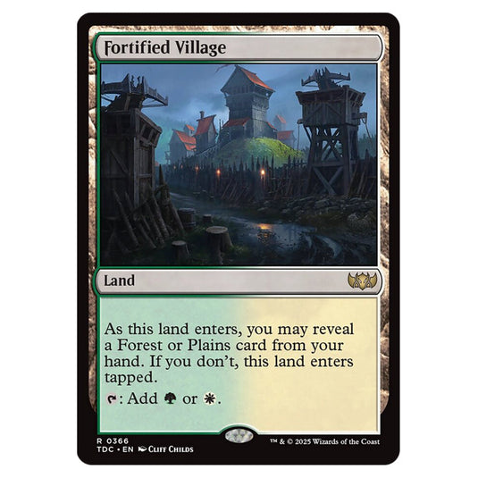 Fortified Village 0366 card from the Magic The Gathering set Tarkir: Dragonstorm Commander