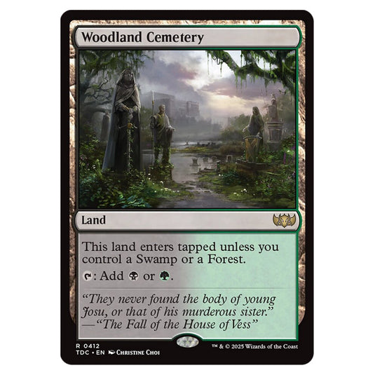Woodland Cemetery 0412 card from the Magic The Gathering set Tarkir: Dragonstorm Commander