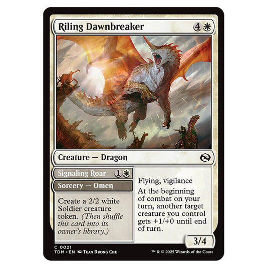 Riling Dawnbreaker // Signaling Roar 0021 card from the Magic The Gathering set Tarkir: Dragonstorm