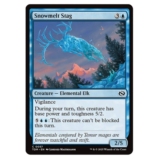 Snowmelt Stag 0057 card from the Magic The Gathering set Tarkir: Dragonstorm