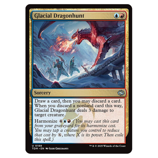 Glacial Dragonhunt 0188 card from the Magic The Gathering set Tarkir: Dragonstorm