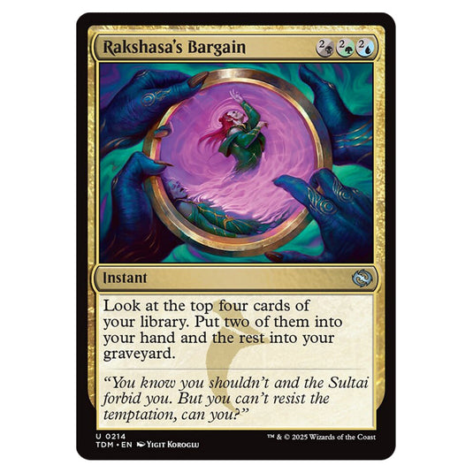 Rakshasa's Bargain 0214 card from the Magic The Gathering set Tarkir: Dragonstorm
