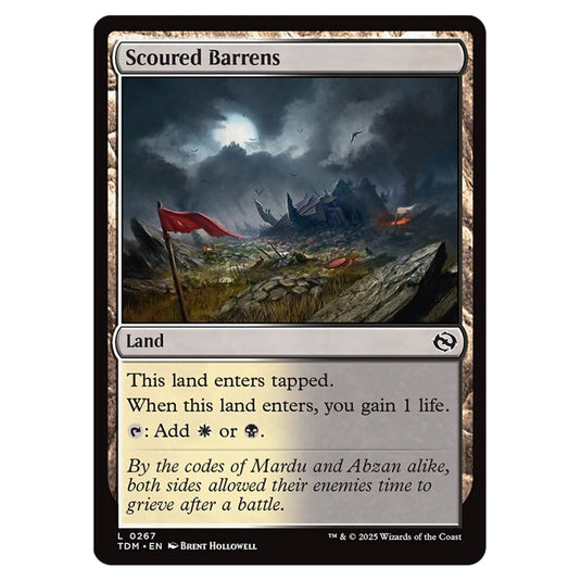 Scoured Barrens 0267 card from the Magic The Gathering set Tarkir: Dragonstorm