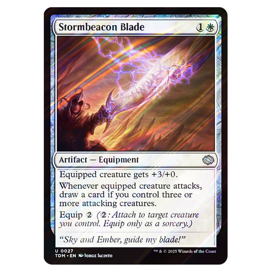 Stormbeacon Blade 0027 card from the Magic The Gathering set Tarkir: Dragonstorm