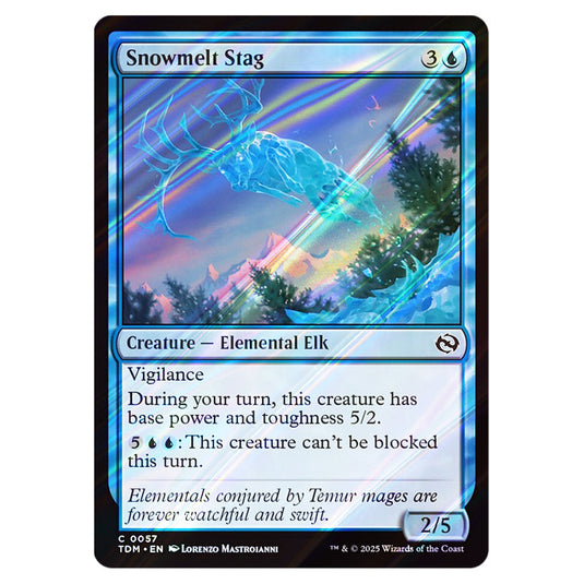 Snowmelt Stag 0057 card from the Magic The Gathering set Tarkir: Dragonstorm