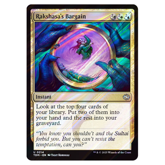 Rakshasa's Bargain 0214 card from the Magic The Gathering set Tarkir: Dragonstorm