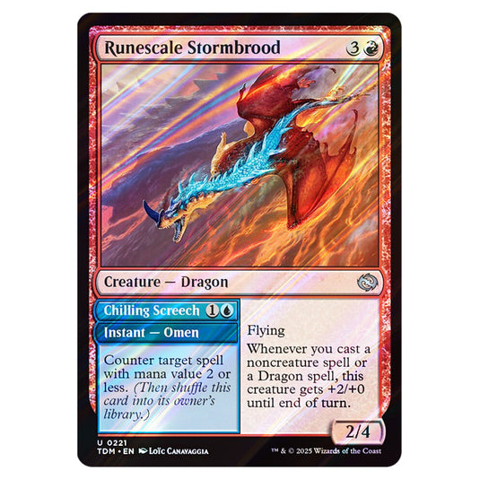 Runescale Stormbrood // Chilling Screech 0221 card from the Magic The Gathering set Tarkir: Dragonstorm