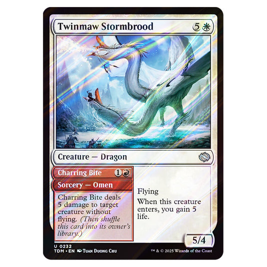 Twinmaw Stormbrood // Charring Bite 0232 card from the Magic The Gathering set Tarkir: Dragonstorm