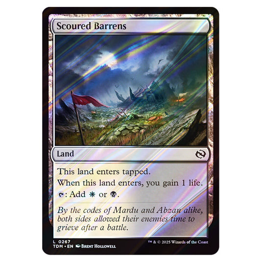 Scoured Barrens 0267 card from the Magic The Gathering set Tarkir: Dragonstorm
