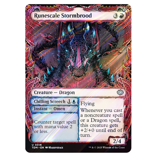 Runescale Stormbrood // Chilling Screech 0316 card from the Magic The Gathering set Tarkir: Dragonstorm