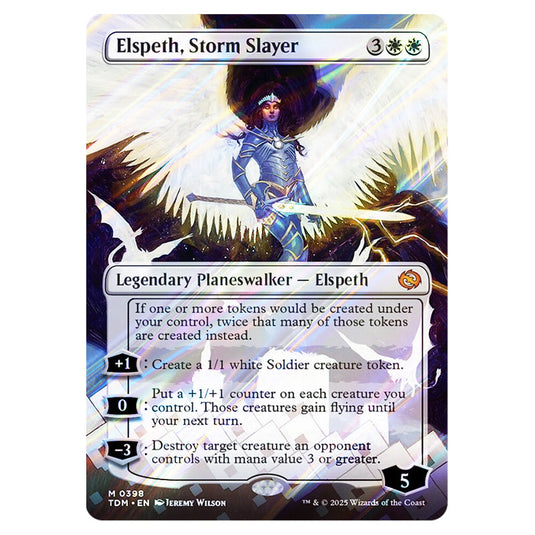 Elspeth, Storm Slayer 0398 card from the Magic The Gathering set Tarkir: Dragonstorm