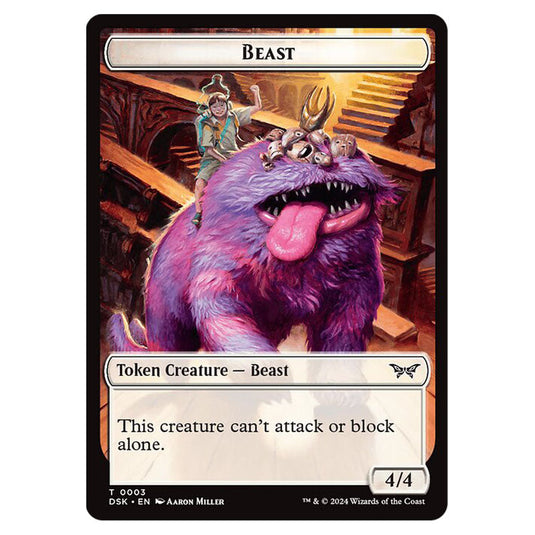 Beast Token (White 4/4) 0003 card from the Magic The Gathering set Duskmourn: House of Horror Tokens