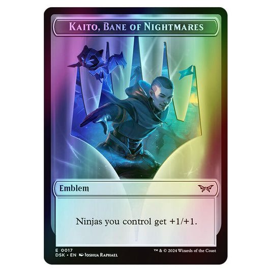 Kaito, Bane of Nightmares Emblem 0017 card from the Magic The Gathering set Duskmourn: House of Horror Tokens