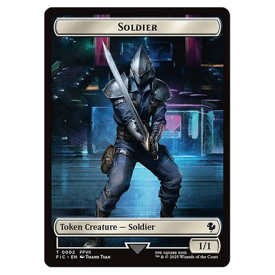 Soldier 0002 card from the Magic The Gathering set Universes Beyond - Final Fantasy - Commander - Tokens