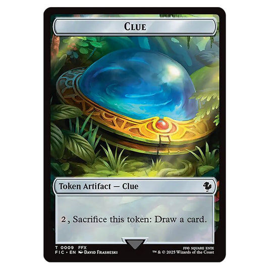 Clue 0009 card from the Magic The Gathering set Universes Beyond - Final Fantasy - Commander - Tokens