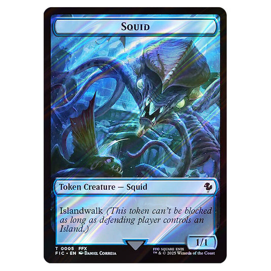 Squid 0005 card from the Magic The Gathering set Universes Beyond - Final Fantasy - Commander - Tokens