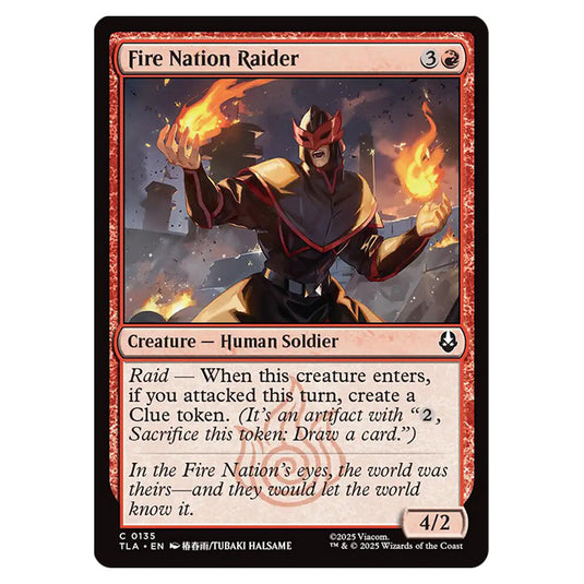 Fire Nation Raider 0135 card from the Magic The Gathering set Avatar The Last Airbender