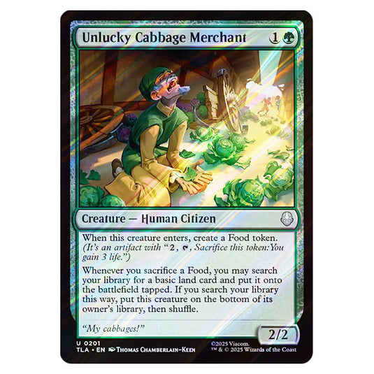 Unlucky Cabbage Merchant 0201 card from the Magic The Gathering set Avatar The Last Airbender