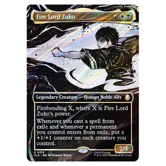 Fire Lord Zuko 0315 card from the Magic The Gathering set Avatar The Last Airbender