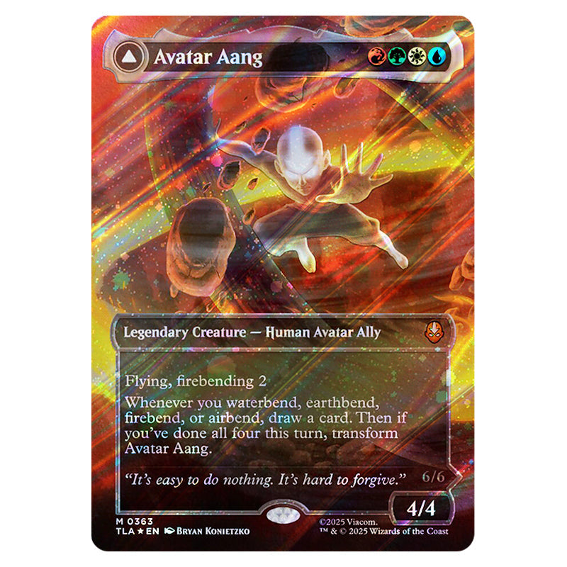 Magic The Gathering - Avatar The Last Airbender - Avatar Aang // Aang, Master of Elements (Borderless Raised Foil Avatar Aang) - 0363 (Foil) Magic The Gathering - Avatar The Last Airbender - Avatar Aang // Aang, Master of Elements (Borderless Raised Foil Avatar Aang) - 0363 (Foil)