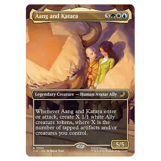 Aang and Katara 0069 card from the Magic The Gathering set Avatar: The Last Airbender Eternal