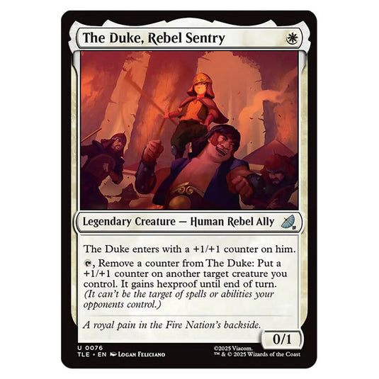 The Duke, Rebel Sentry 0076 card from the Magic The Gathering set Avatar: The Last Airbender Eternal