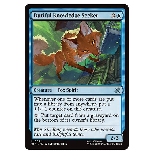 Dutiful Knowledge Seeker 0092 card from the Magic The Gathering set Avatar: The Last Airbender Eternal