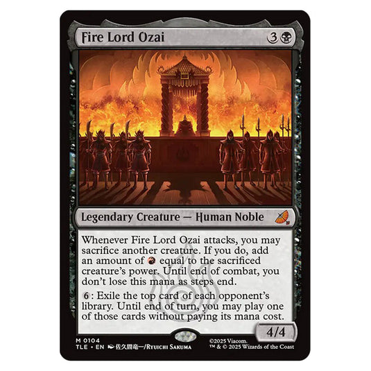 Fire Lord Ozai 0104 card from the Magic The Gathering set Avatar: The Last Airbender Eternal