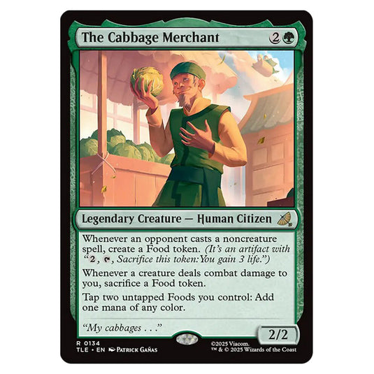 The Cabbage Merchant 0134 card from the Magic The Gathering set Avatar: The Last Airbender Eternal