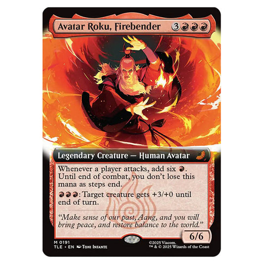 Avatar Roku, Firebender 0191 card from the Magic The Gathering set Avatar: The Last Airbender Eternal