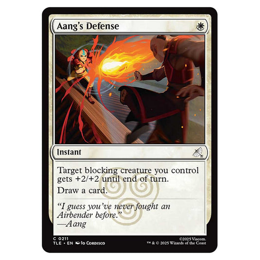 Aang's Defense 0211 card from the Magic The Gathering set Avatar: The Last Airbender Eternal