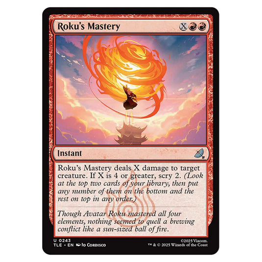 Roku's Mastery 0243 card from the Magic The Gathering set Avatar: The Last Airbender Eternal