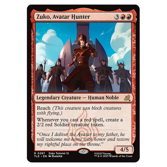 Zuko, Avatar Hunter 0287 card from the Magic The Gathering set Avatar: The Last Airbender Eternal