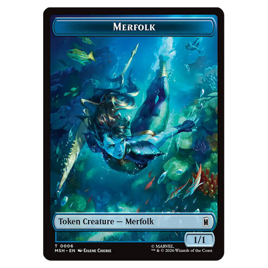 Merfolk 0006 card from the Magic The Gathering set Marvel Super Heroes Tokens