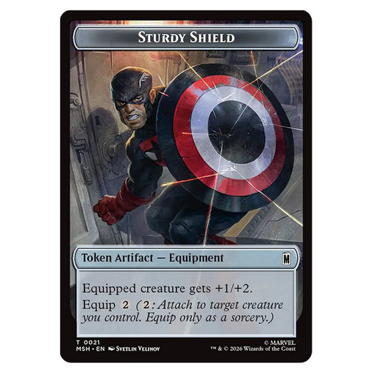 Sturdy Shield 0021 card from the Magic The Gathering set Marvel Super Heroes Tokens
