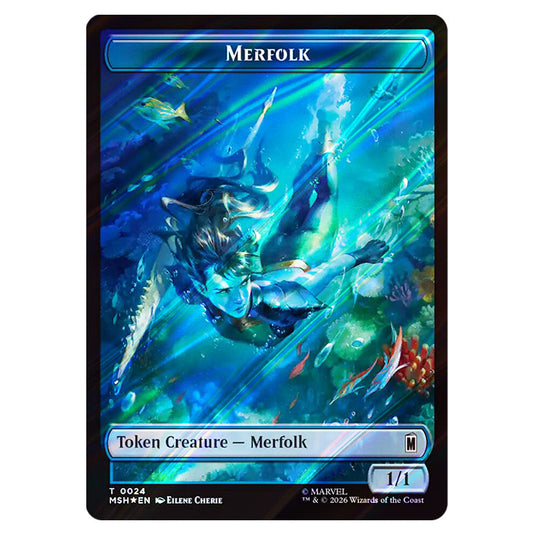 Merfolk 0024 card from the Magic The Gathering set Marvel Super Heroes Tokens