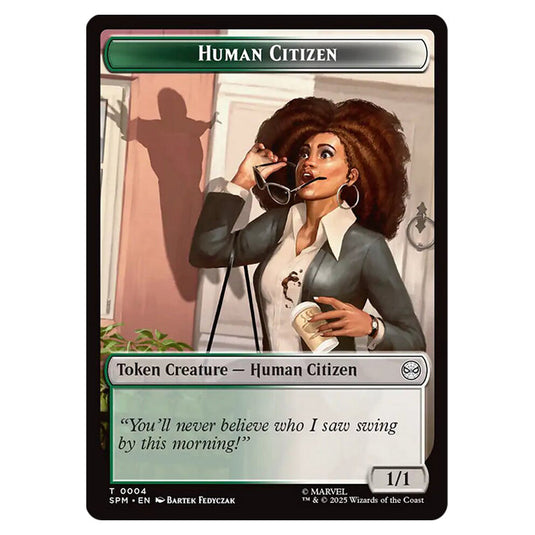 Human Citizen 0004 card from the Magic The Gathering set Marvel's Spider-Man Tokens