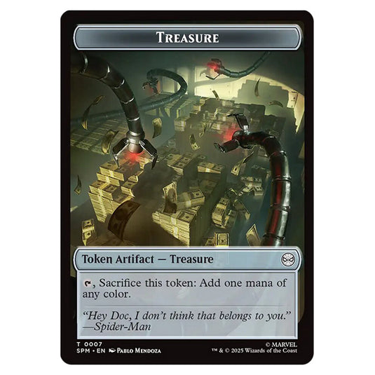 Treasure 0007 card from the Magic The Gathering set Marvel's Spider-Man Tokens