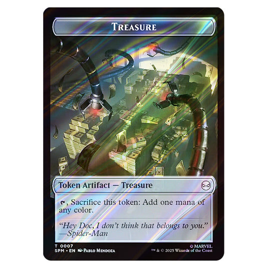 Treasure 0007 card from the Magic The Gathering set Marvel's Spider-Man Tokens