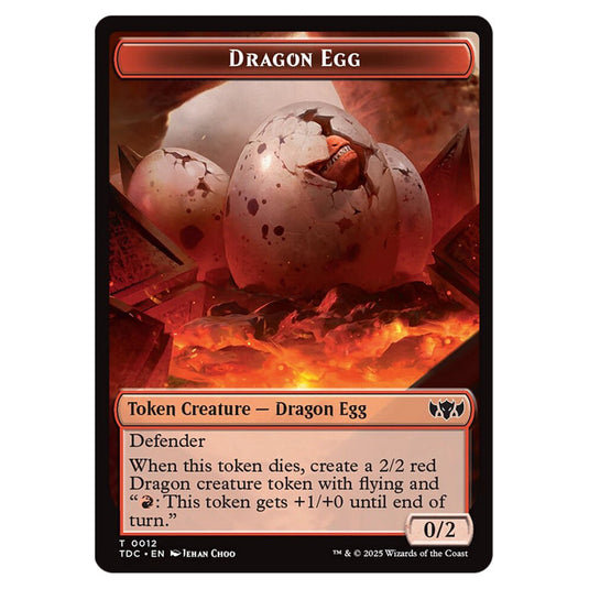 Dragon Egg 0012 card from the Magic The Gathering set Tarkir: Dragonstorm Commander Tokens