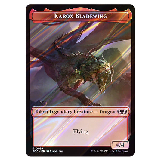 Karox Bladewing 0019 card from the Magic The Gathering set Tarkir: Dragonstorm Commander Tokens