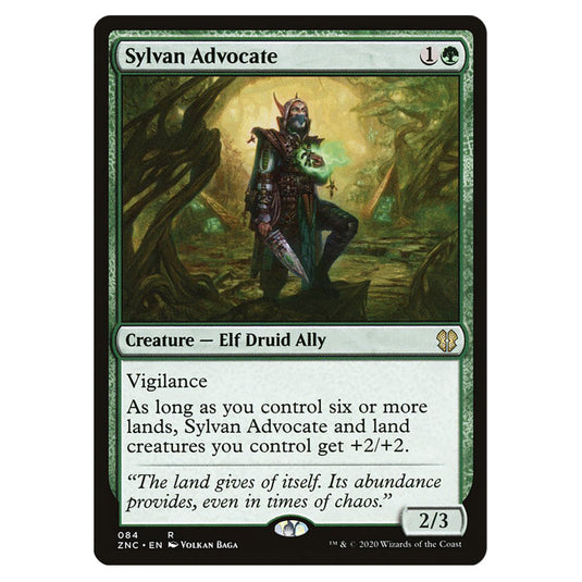Sylvan Advocate 084 card from the Magic The Gathering set Zendikar Rising Commander